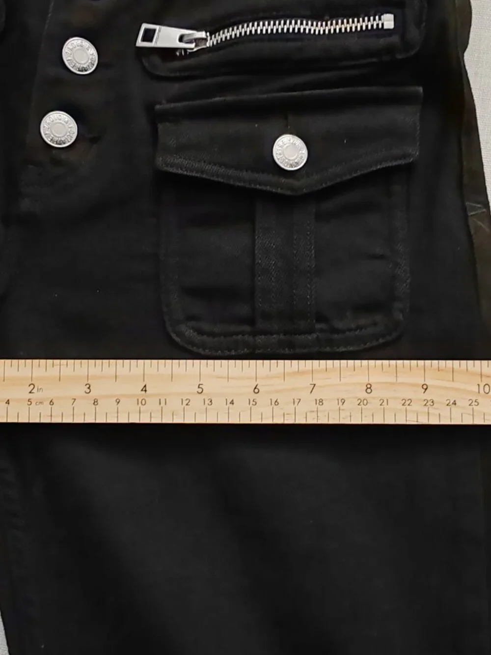 Zadig & Voltaire Eyes Denim Eco Flare Jeans Black Size 26 Cargo Pockets NWT - Picture 9 of 16